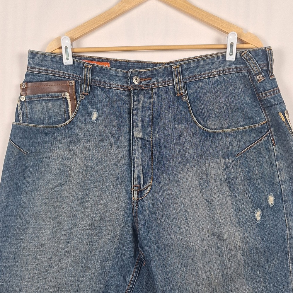 Pepe Jeans London Vintage Y2K Embroidered Dragon Tiger Denim Shorts Jorts Blue - Picture 2 of 16
